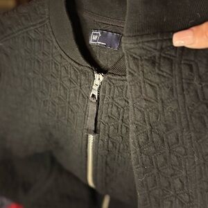 GAP Black Zip Up Sweater with Quilted Texture